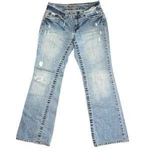 U.S. Polo Assn Light Wash Bootcut Jeans Size 7/8 Y2K Low Rise Distressed